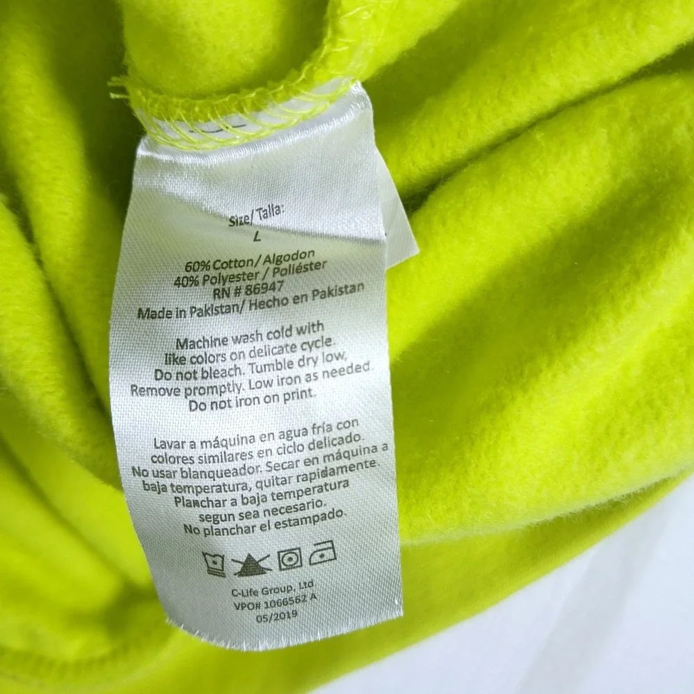 ACDC Hoodie Mens Size L Acid Green Color Classic‎ Rock Pullover Rock Standout